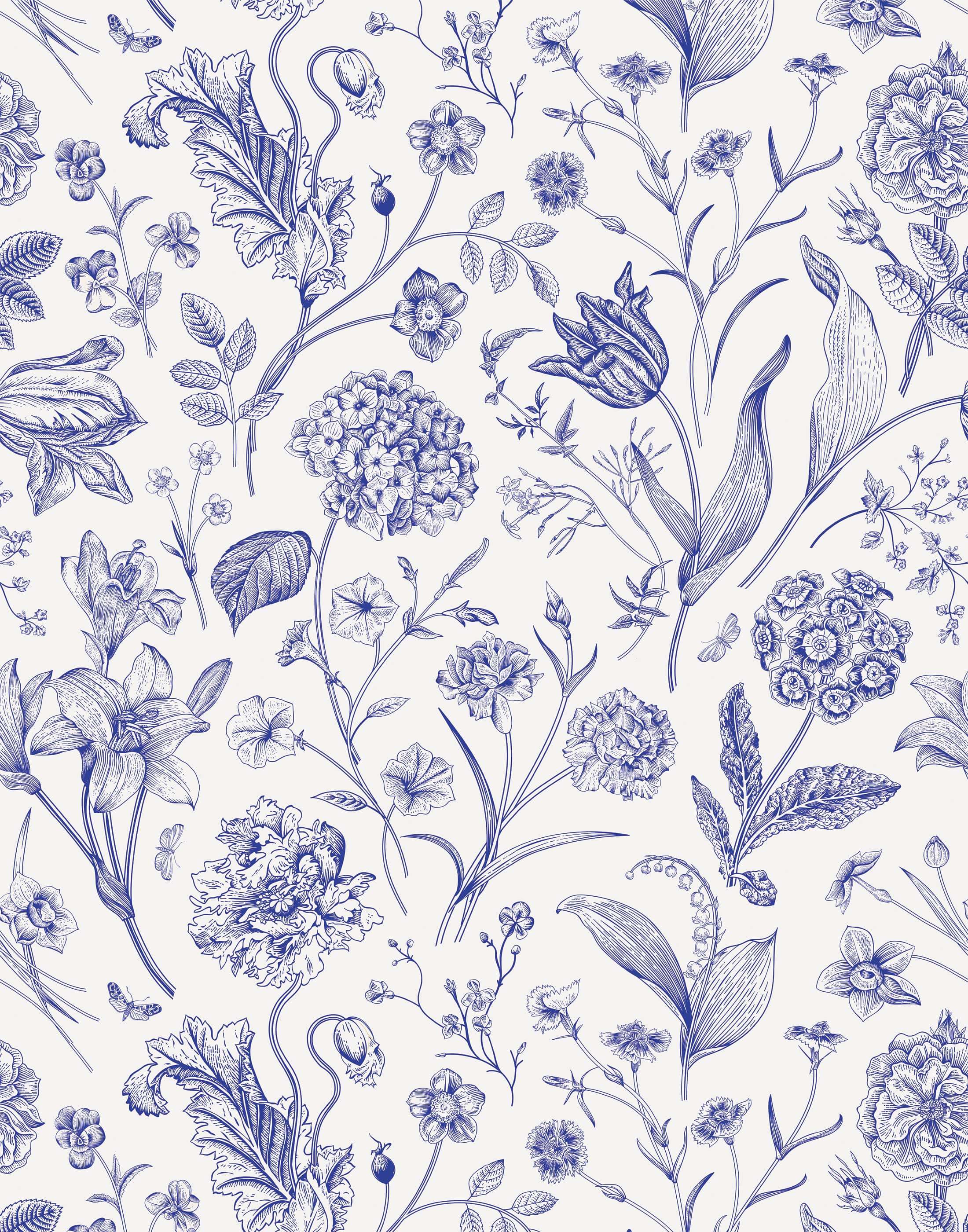 Bobbi Beck Porcelain Floral Luxury Wallpaper