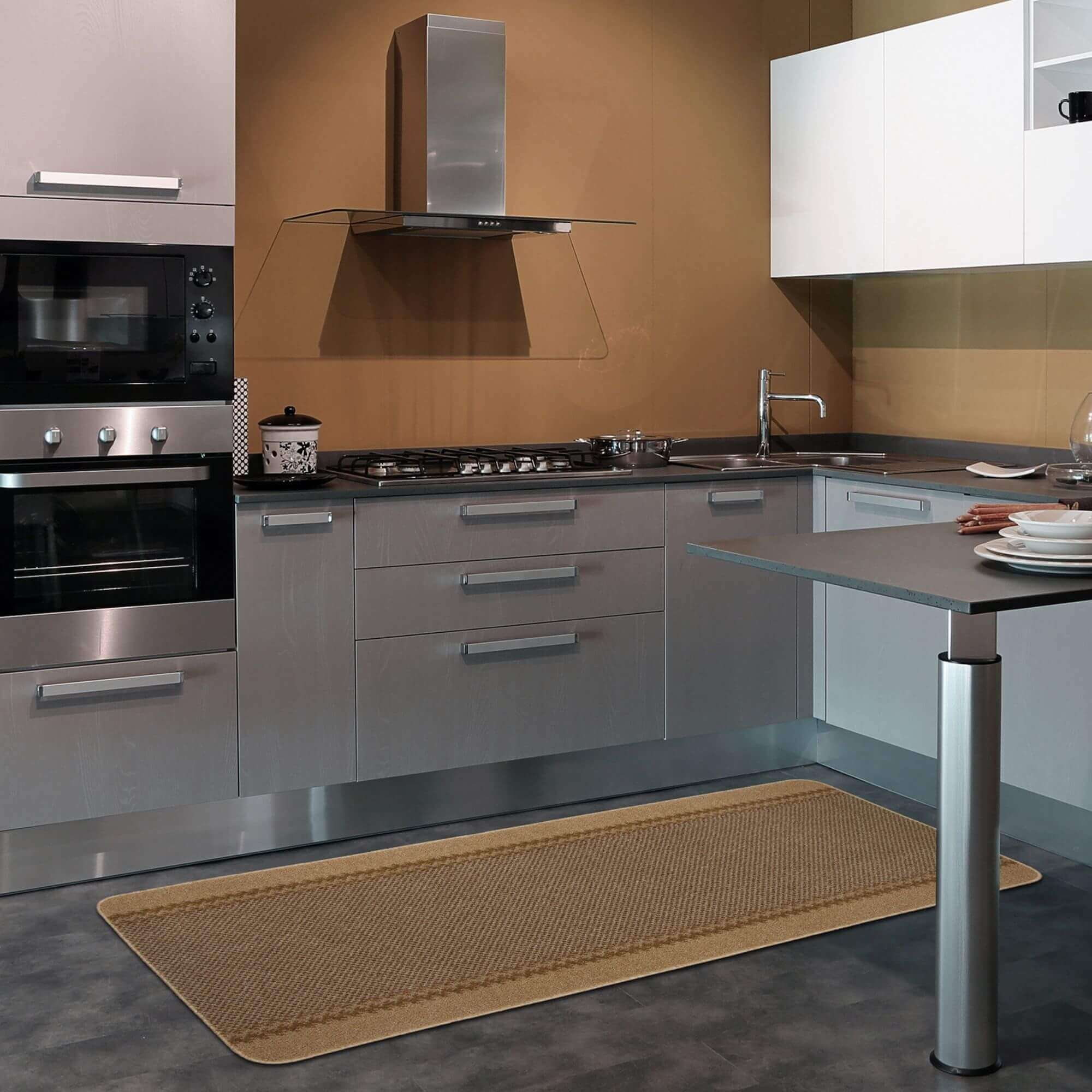 Washable Bordered Beige Rug  | 116B