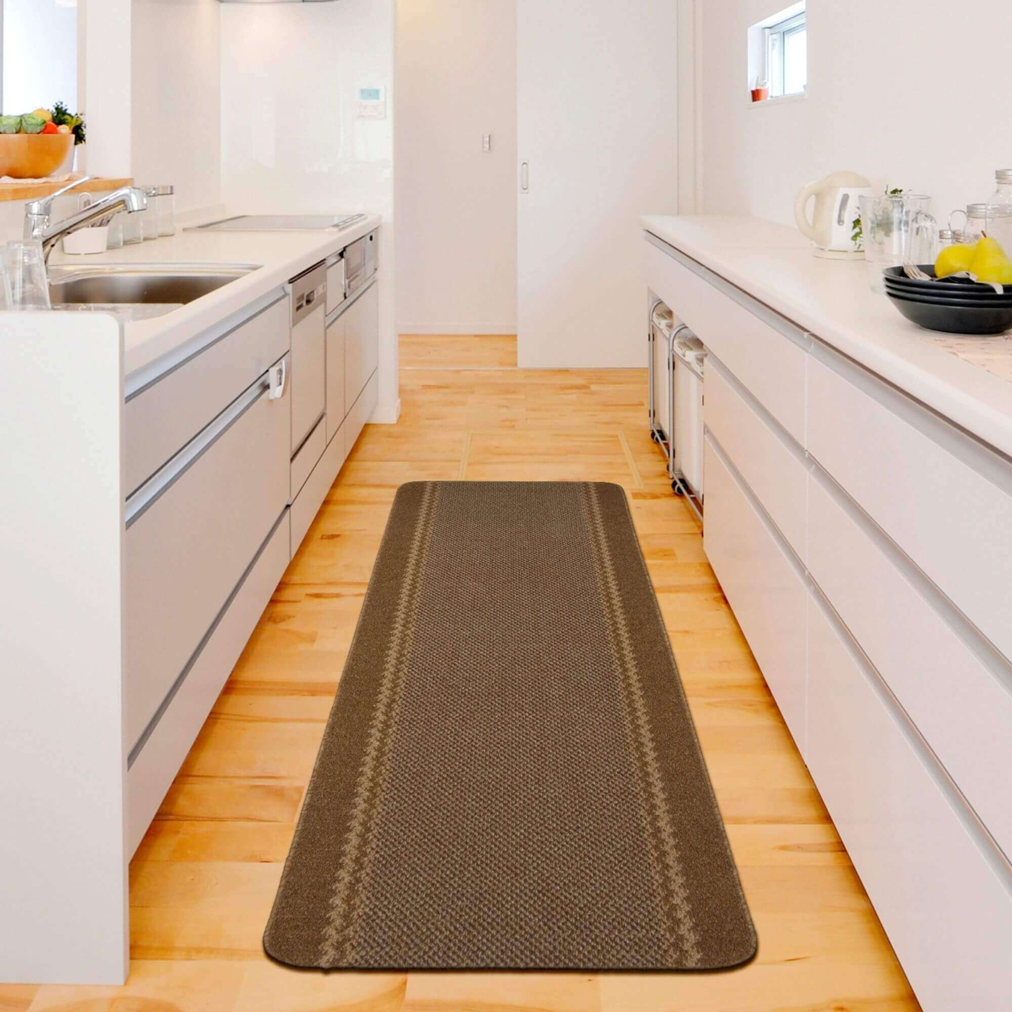 Washable Bordered Brown Rug | 116Br