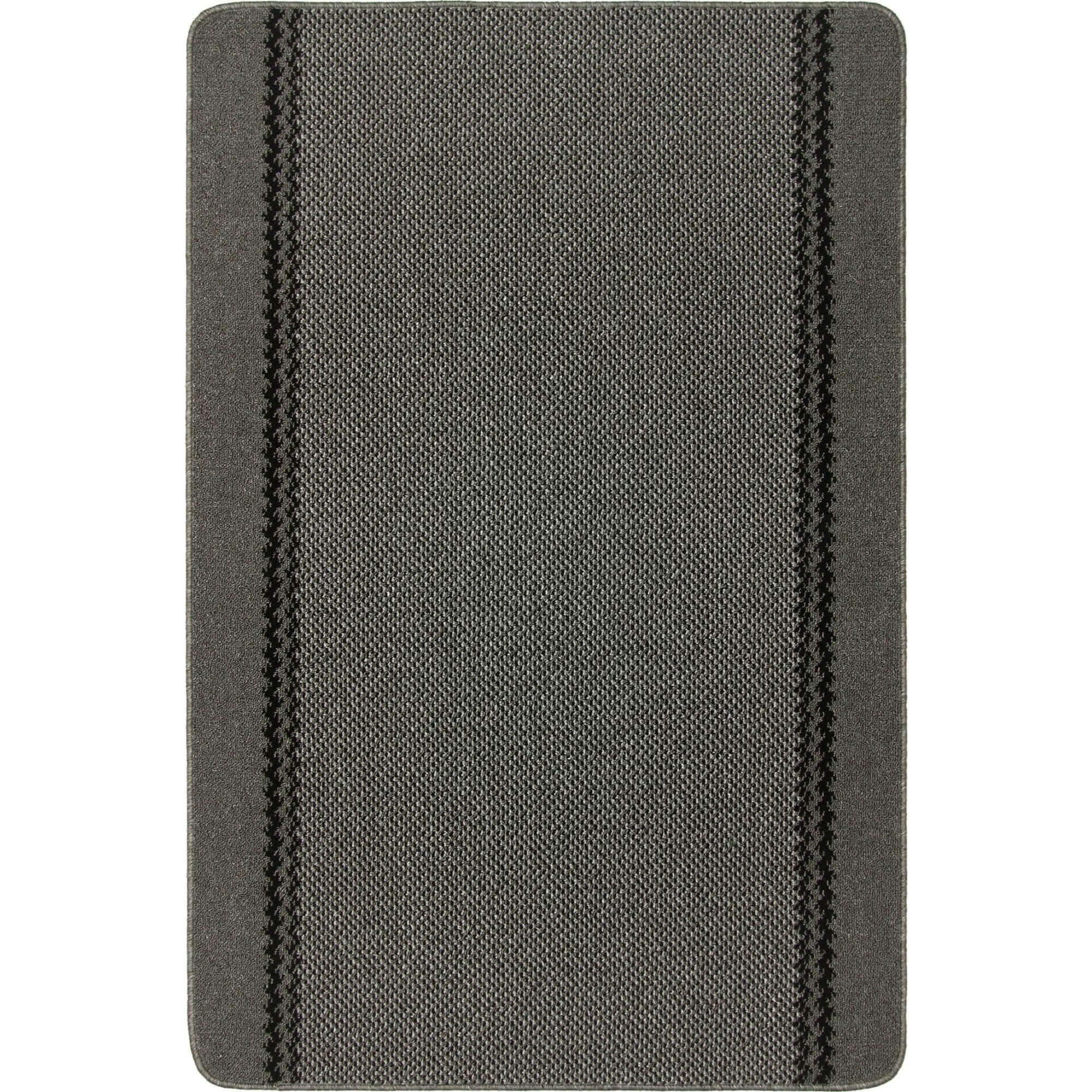 Washable Bordered Dark Grey Rug | 116D