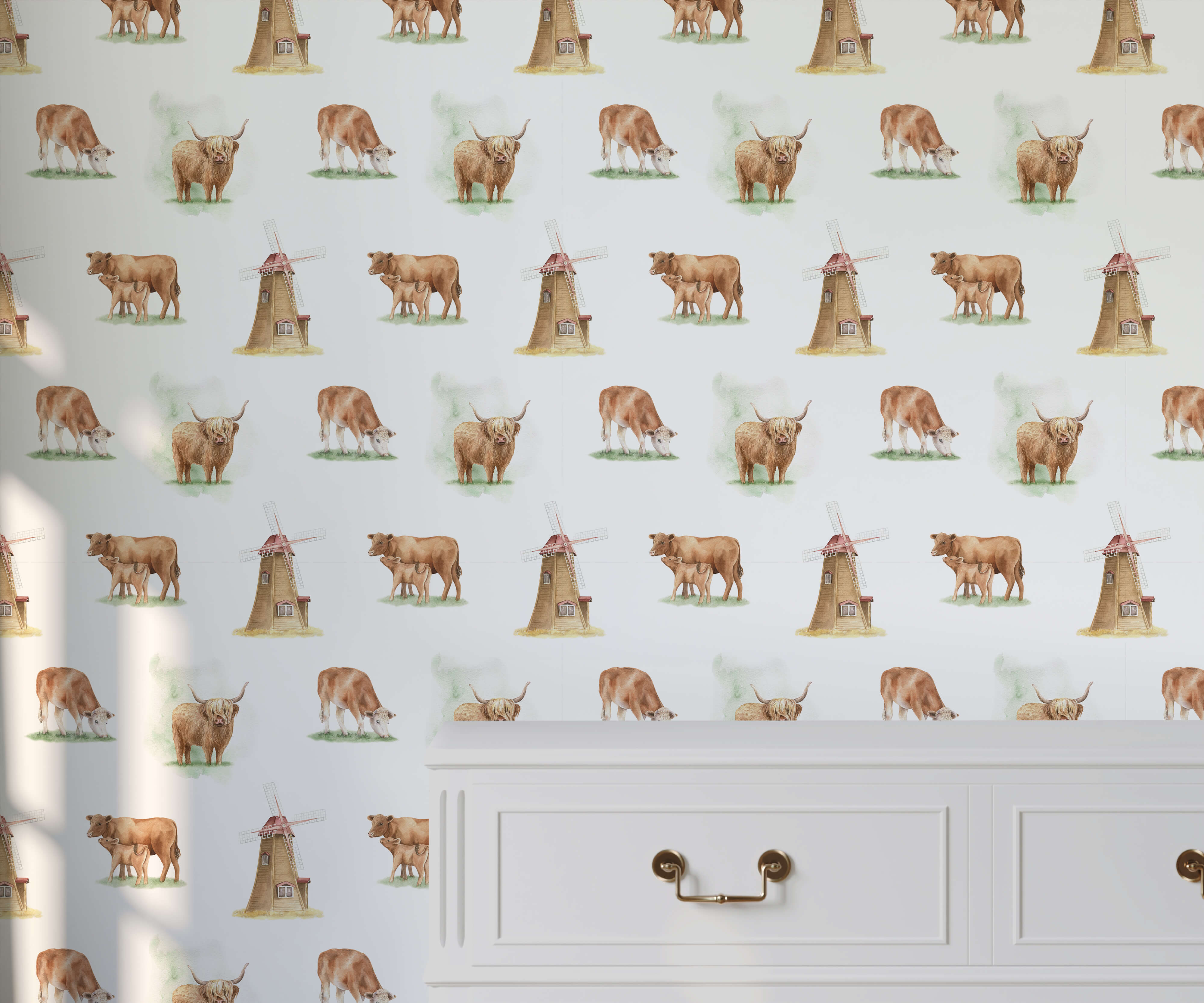 Bobbi Beck Mander Cow Animal Luxury Wallpaper
