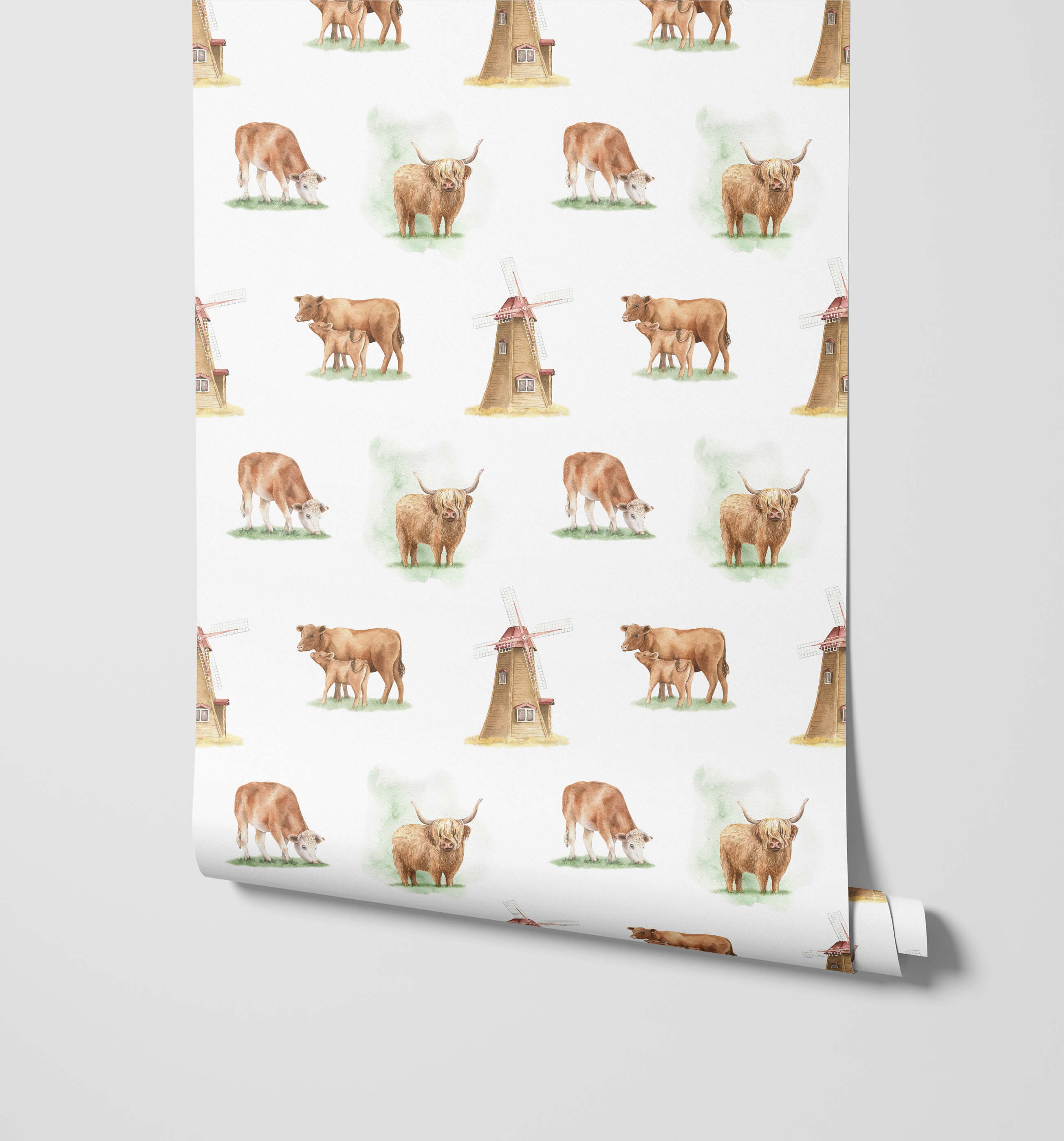 Bobbi Beck Mander Cow Animal Luxury Wallpaper