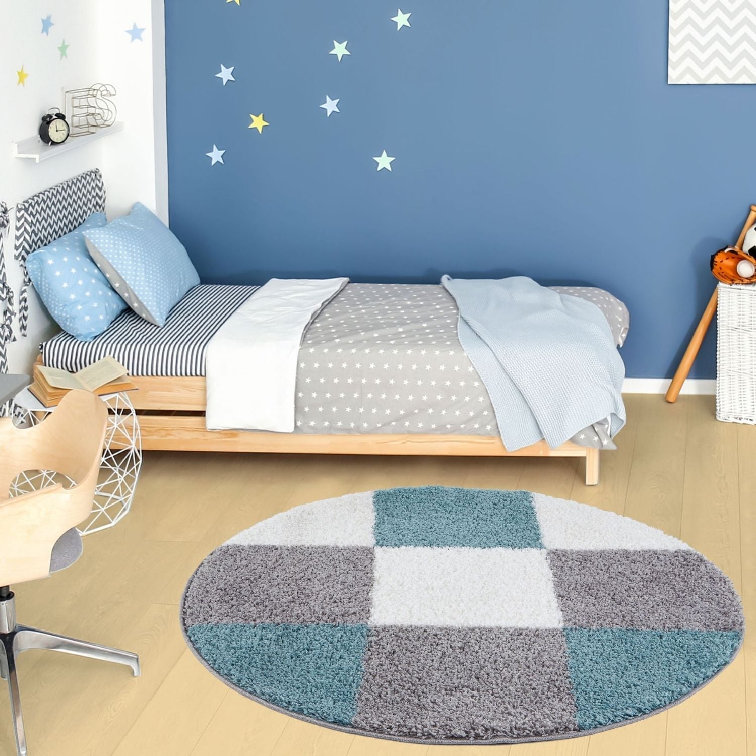 Myshaggy Geometric Duck Egg Blue Rug