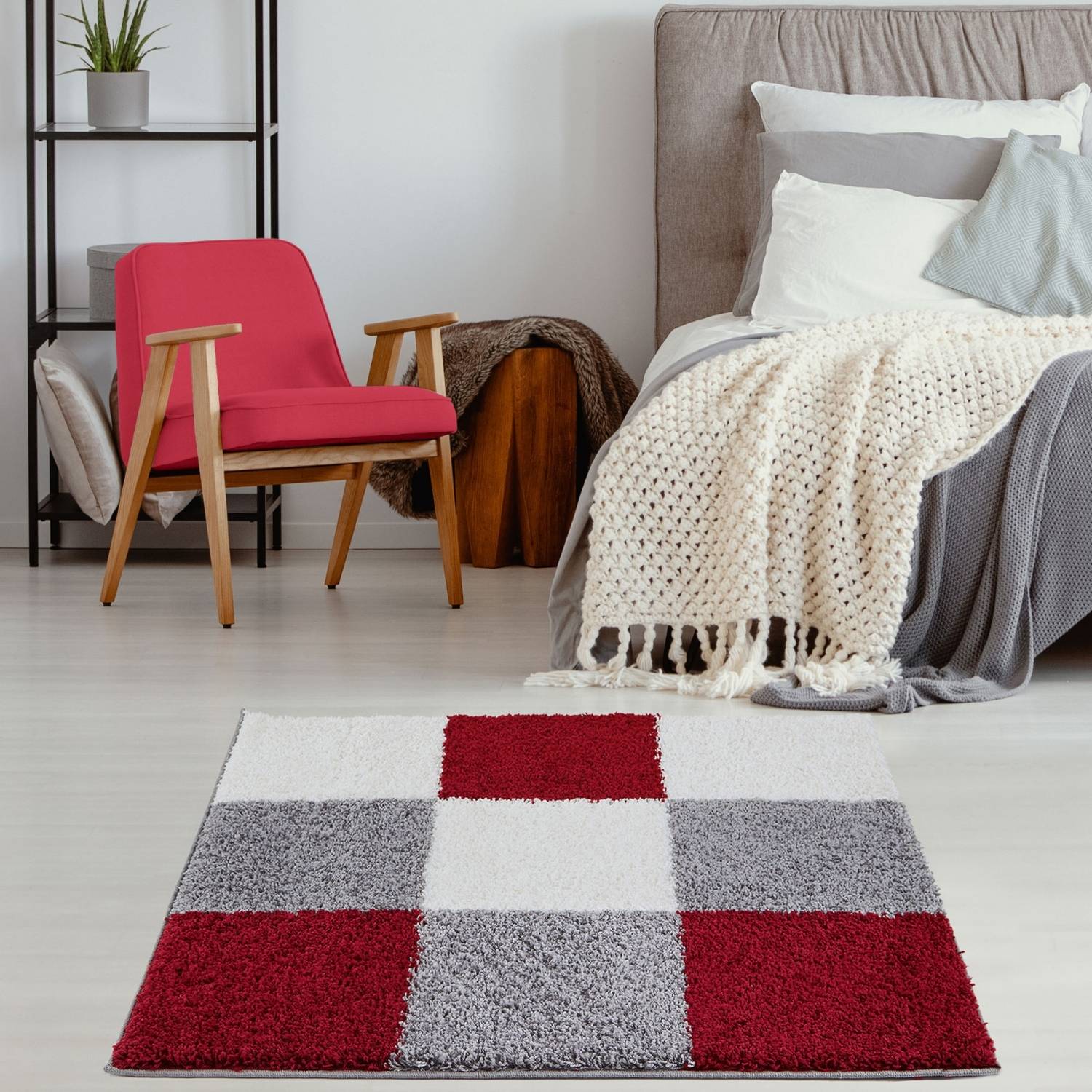 Myshaggy Geometric Red Rug