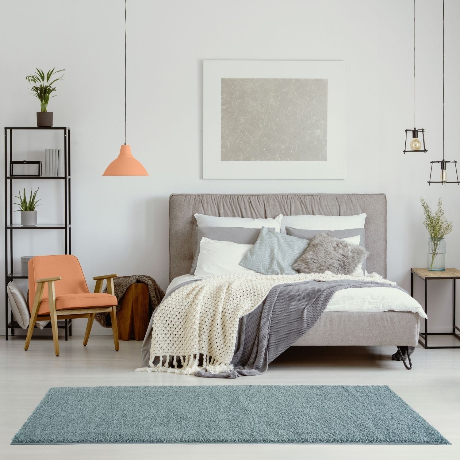 Myshaggy Solid Duck Egg Blue Rug