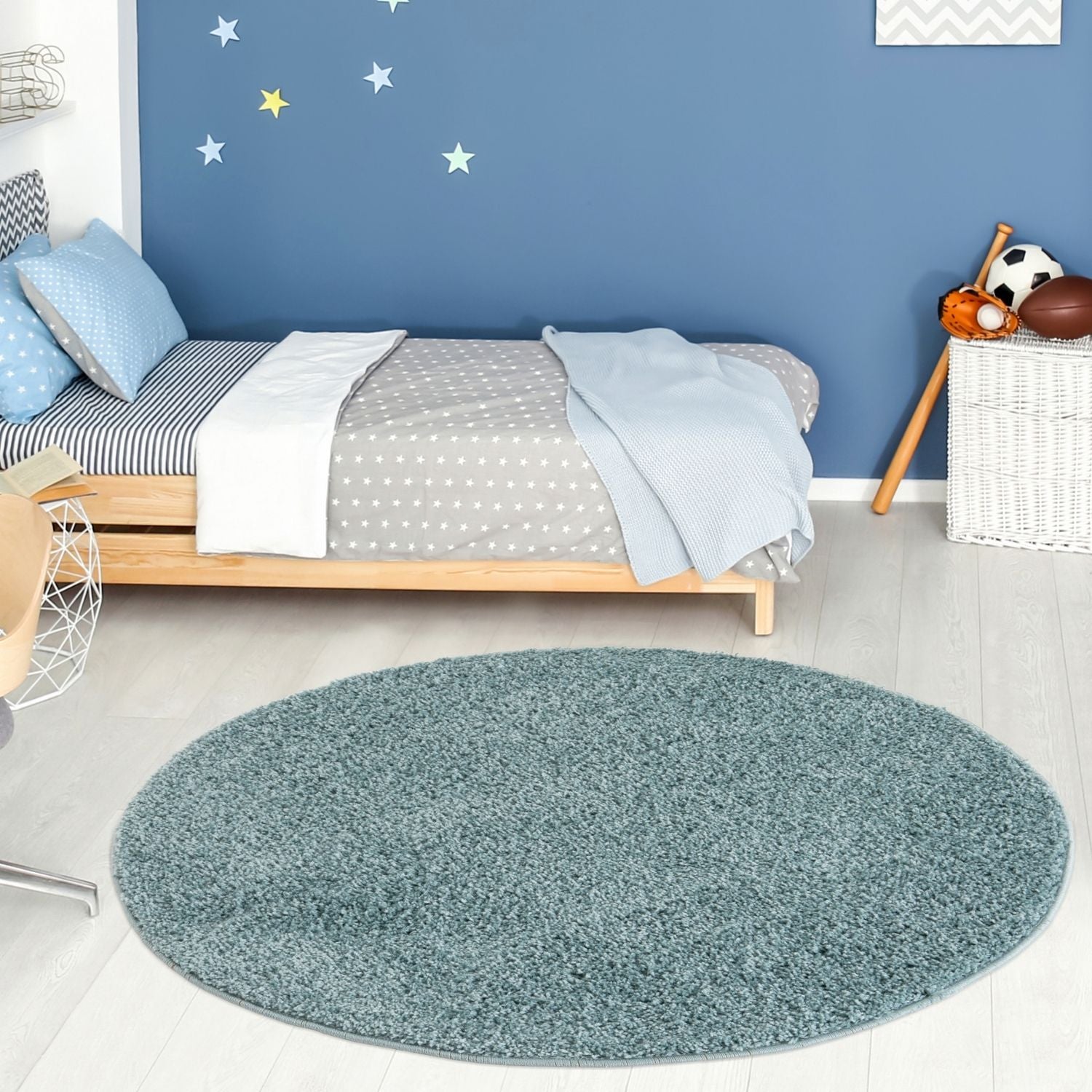 Myshaggy Solid Duck Egg Blue Rug