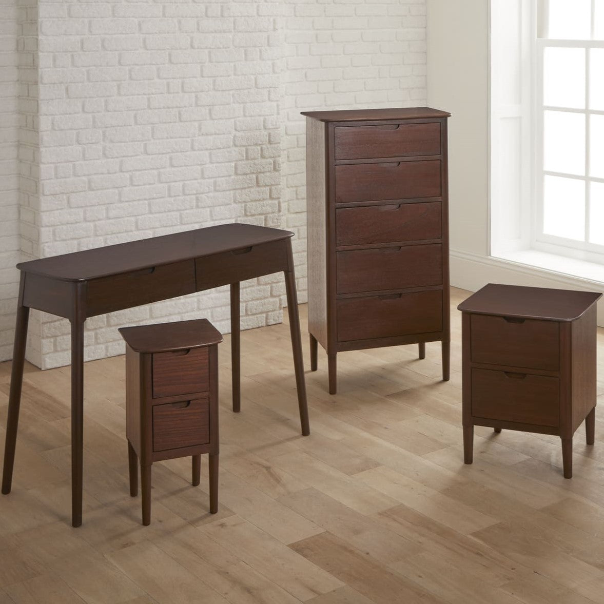 Norway Narrow Walnut Bedside Table