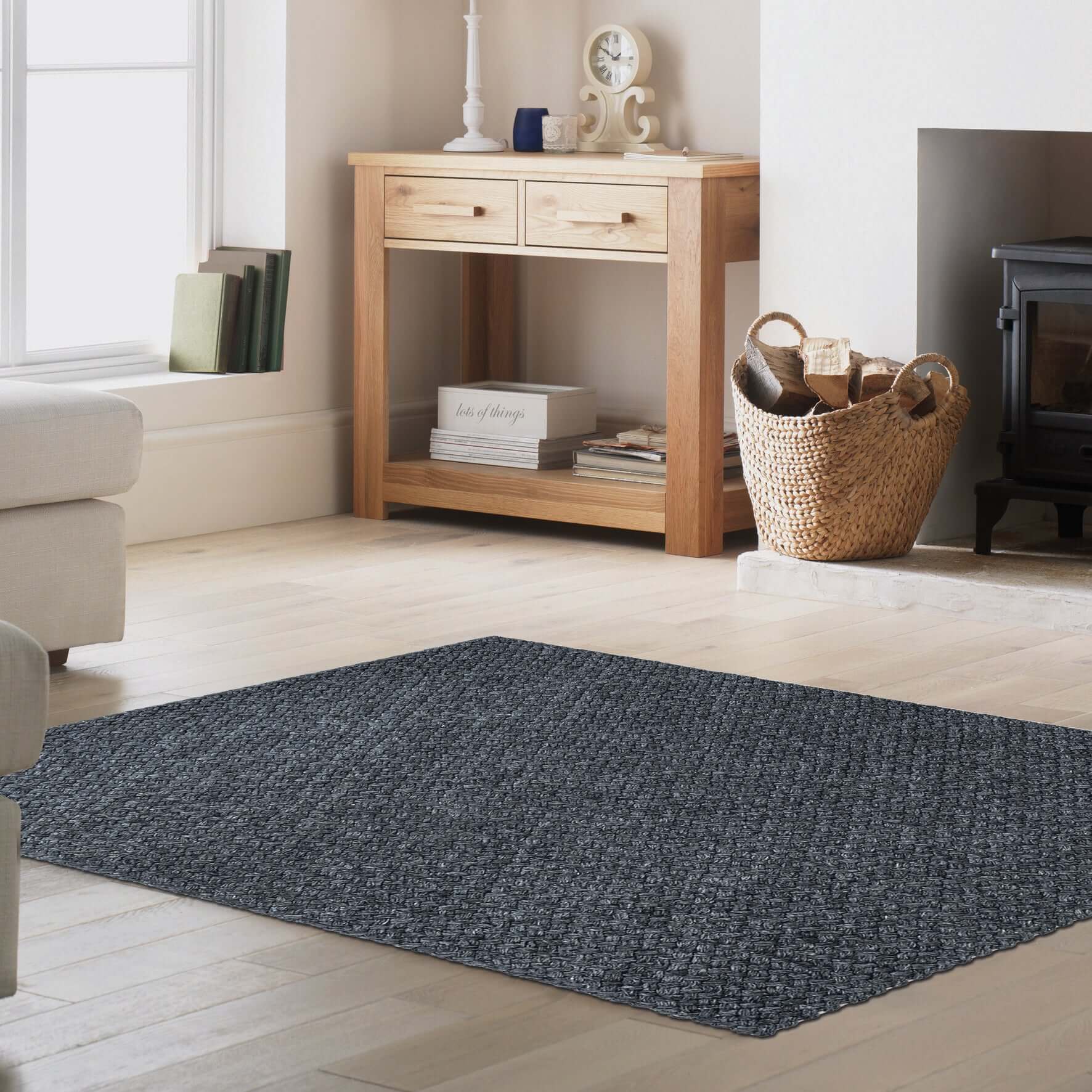Solid Design Recycled Low Pile Eco Rug | Nila