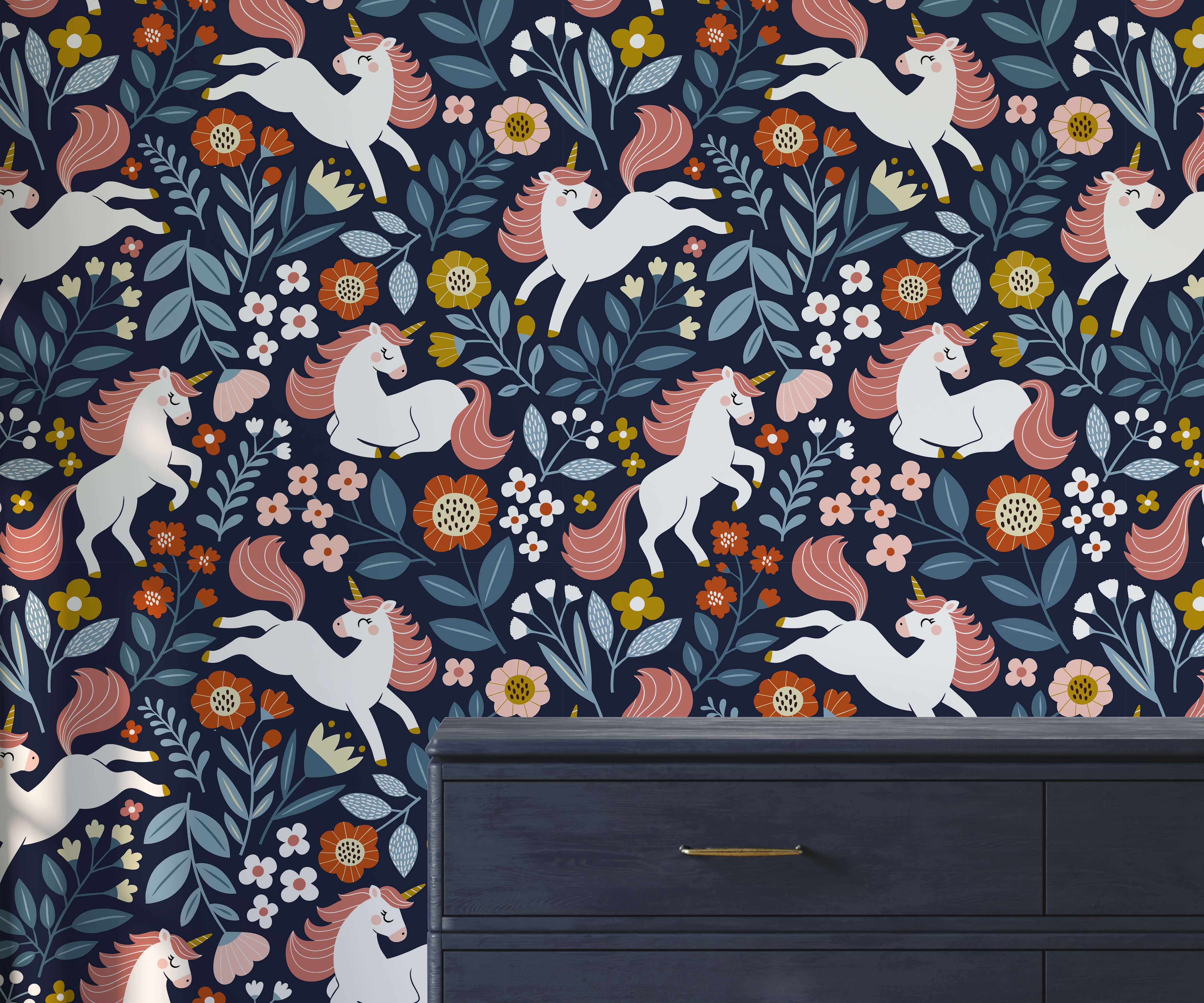 Bobbi Beck Orlaith Unicorn Luxury Wallpaper