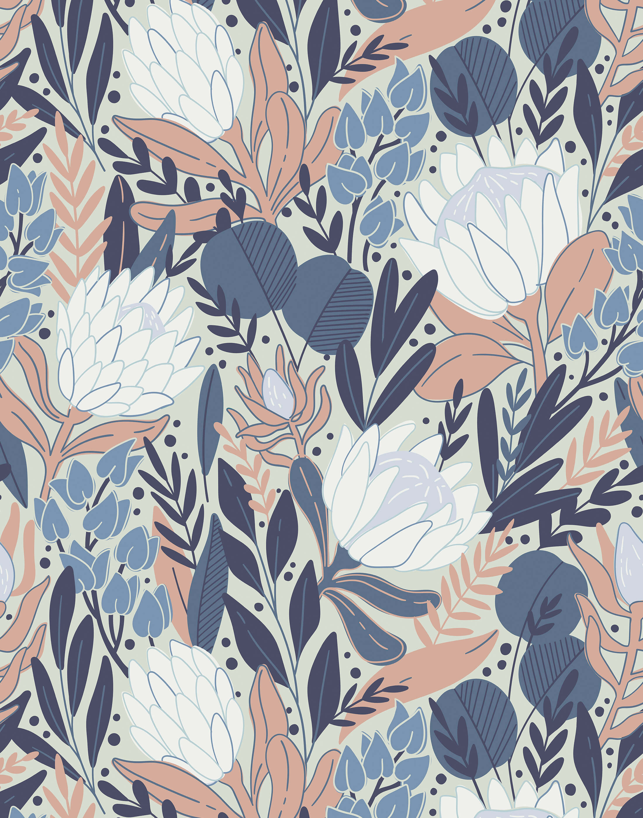 Bobbi Beck Protea Floral Luxury Wallpaper