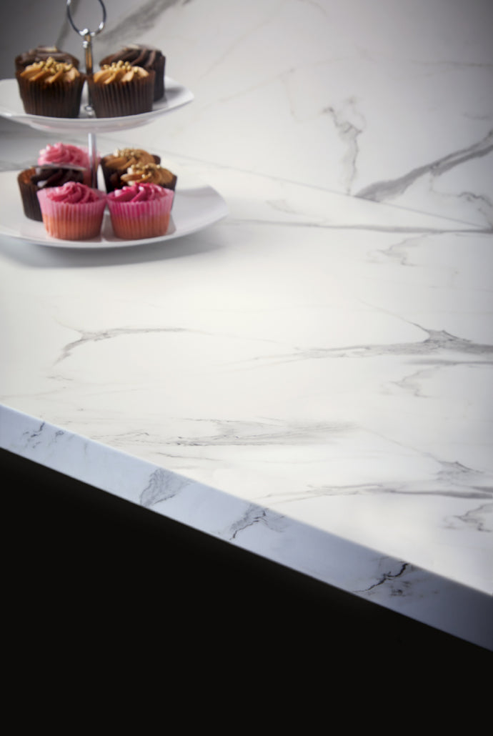 Ravenna Marble Curved Edge Laminate Kitchen Worktop 40mm