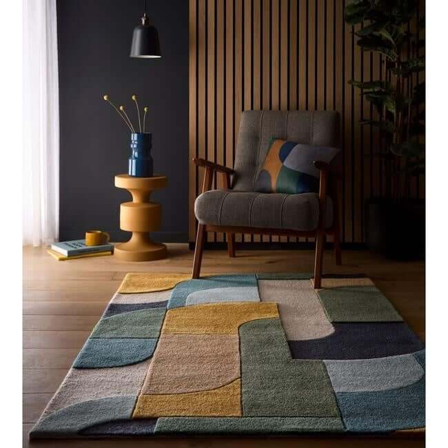 Retro Deco Rug Abstract Design