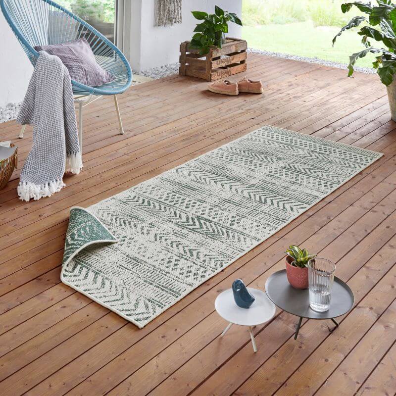 Reversible Geometric Indoor-Outdoor Flatweave Rug