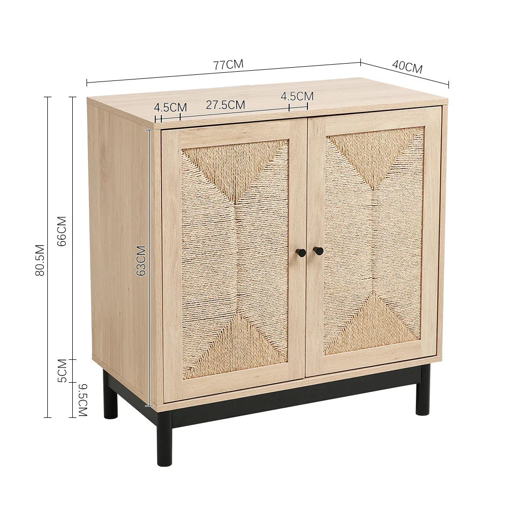 Rattan double door wooden sideboard