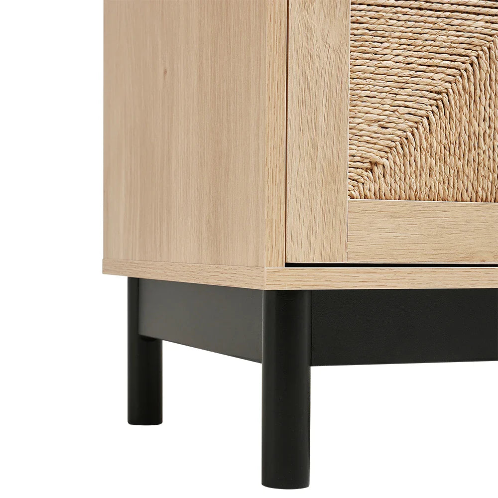 Rattan double door wooden sideboard
