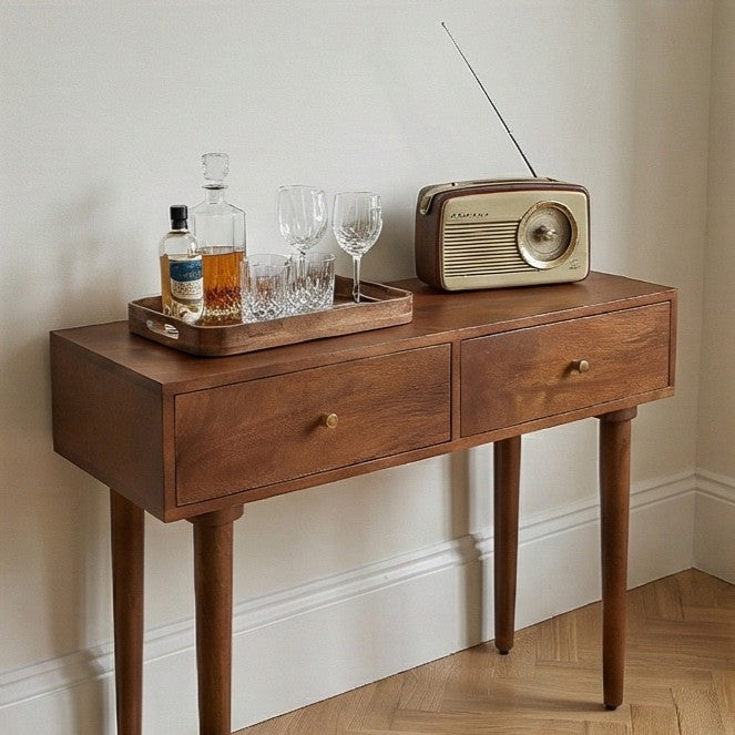 Scandinavian Walnut Oslo Console, Dressing Table, and Desk