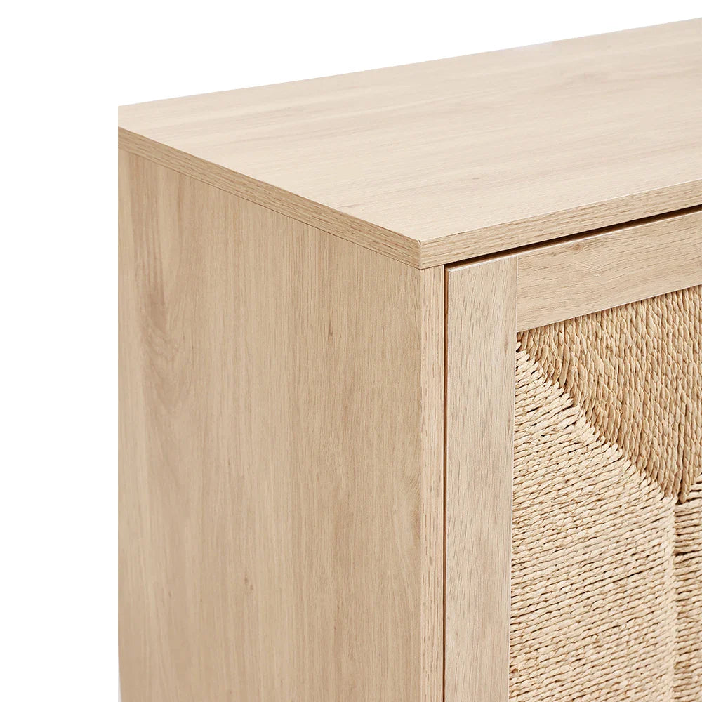 Rattan double door wooden sideboard