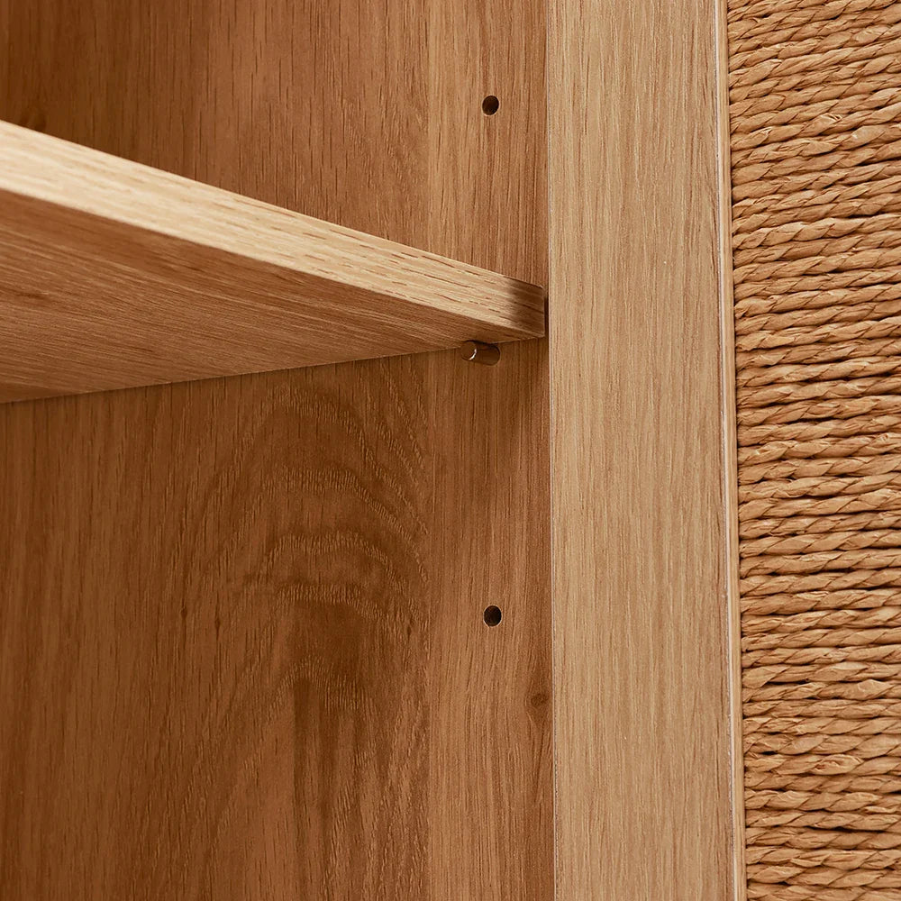 Rattan double door wooden sideboard