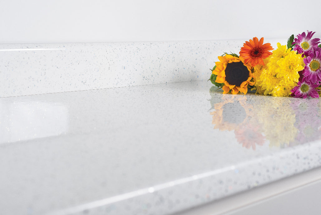 White Sparkle Laminate Kitchen Worktop 40mm