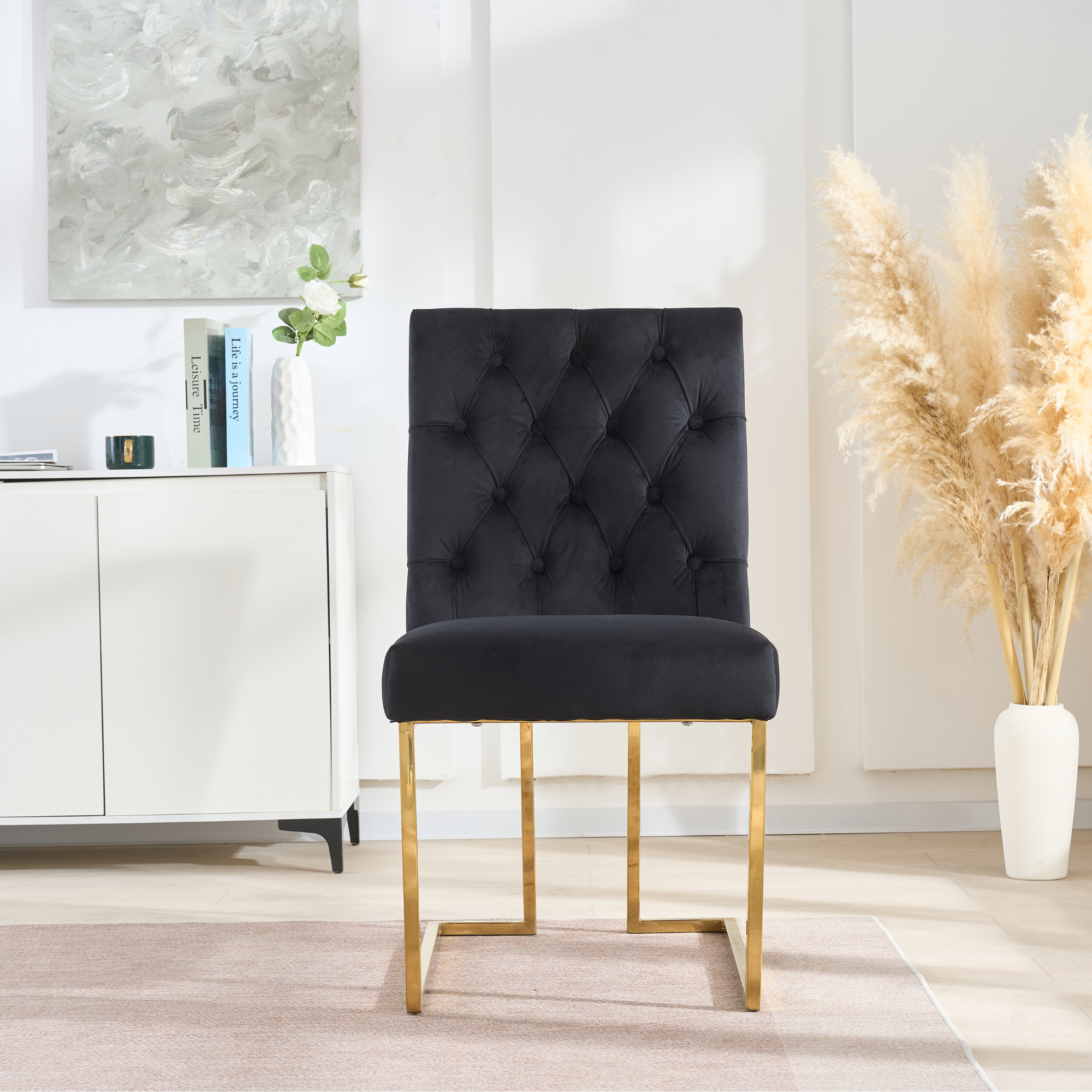 Siena Tufted Velvet Dining Chair – Gold Frame, Modern Luxury Accent