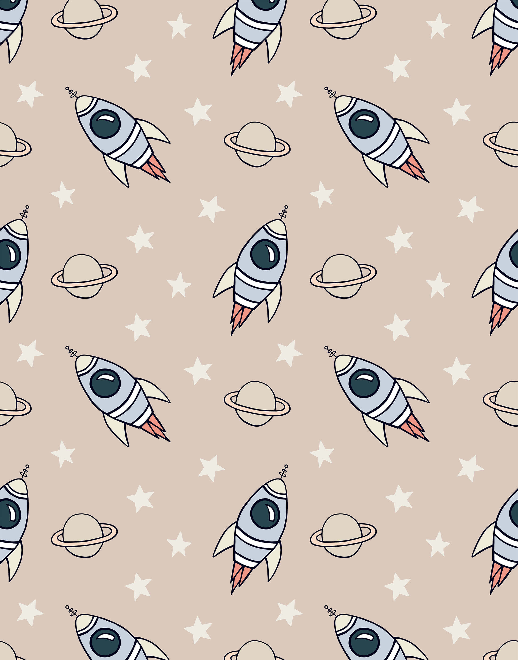 Bobbi Beck Explorer Rocket Children's Luxury Wallpaper