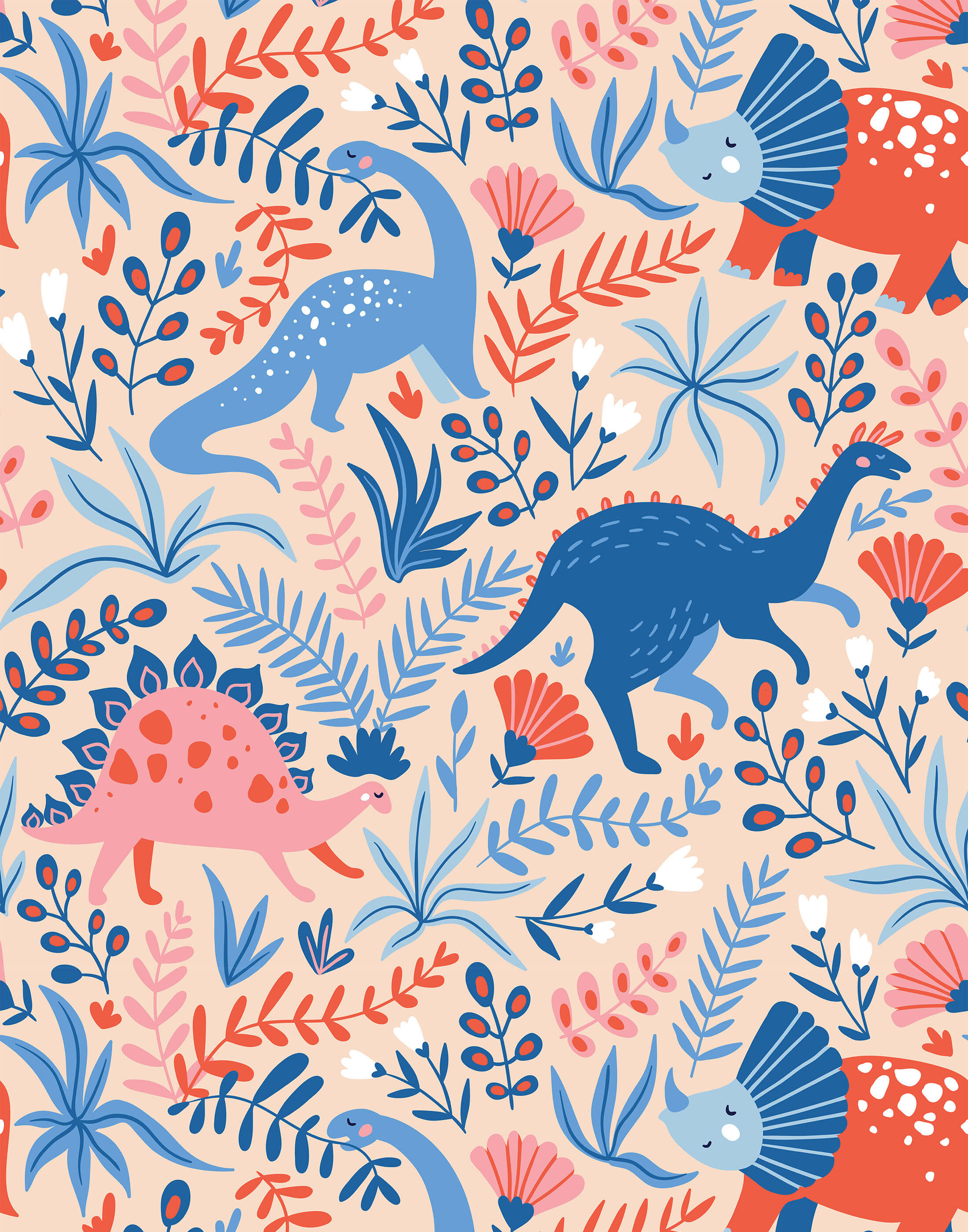 Bobbi Beck Roar Children's Dinosaur Luxury Wallpaper