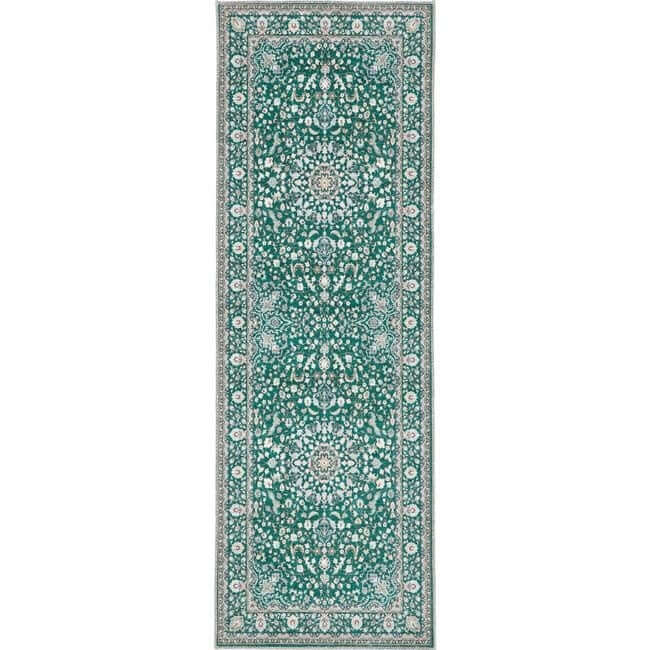 Eco-Washable Green Rug Medallion Design