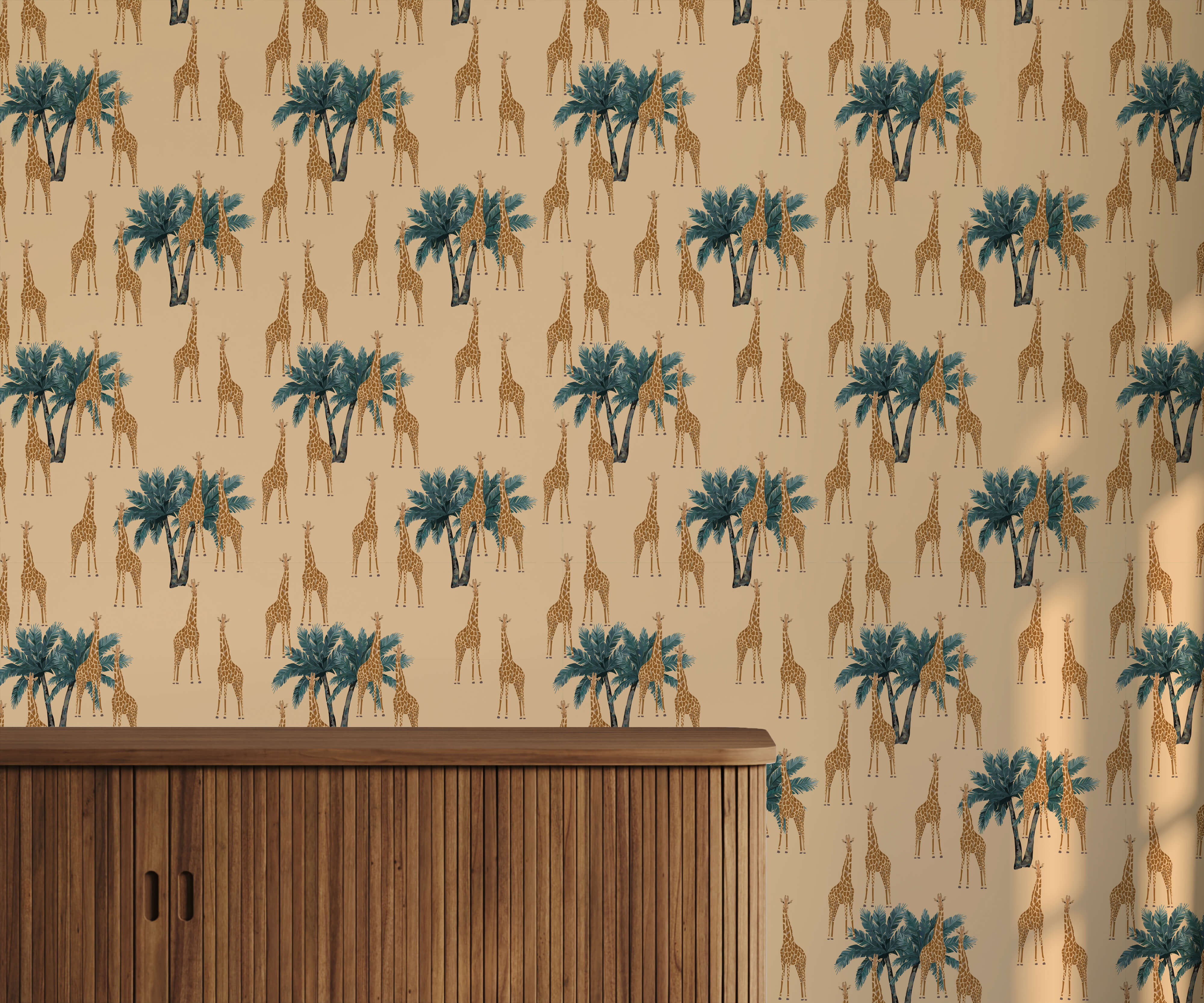 Bobbi Beck Zohra Giraffe Tropical Luxury Wallpaper