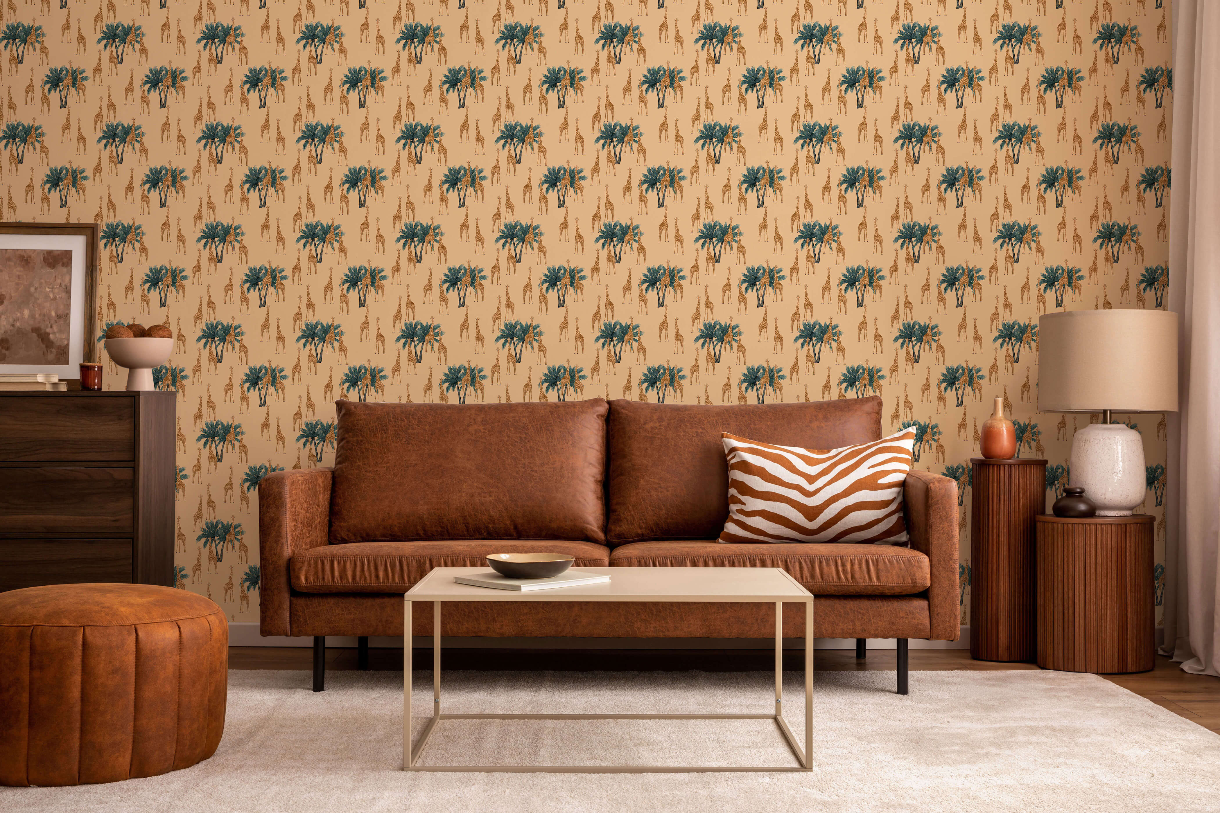 Bobbi Beck Zohra Giraffe Tropical Luxury Wallpaper