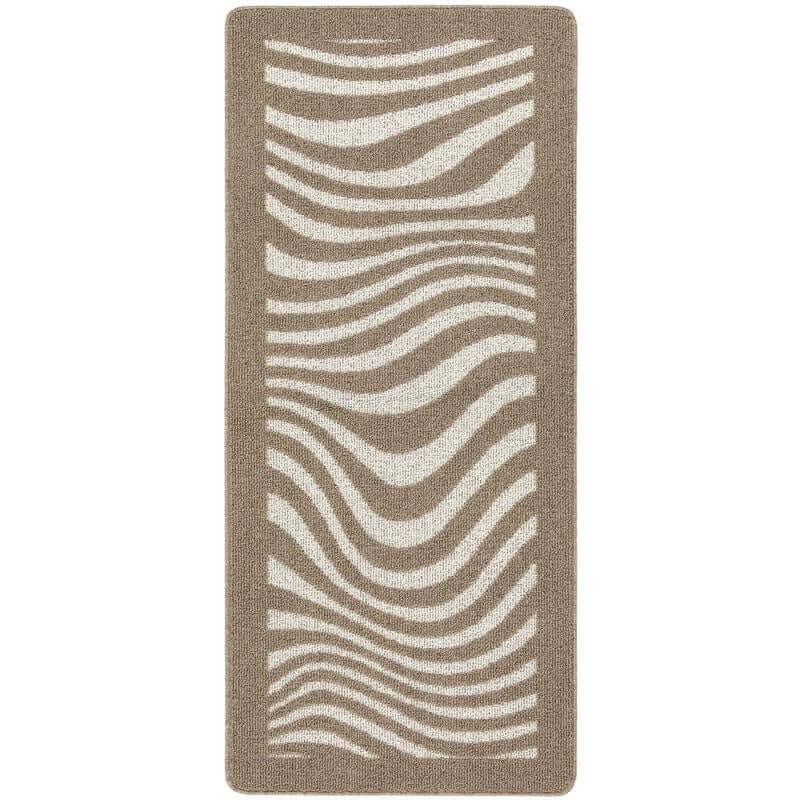 Patterned Washable Mat and Runner in Cream & Brown