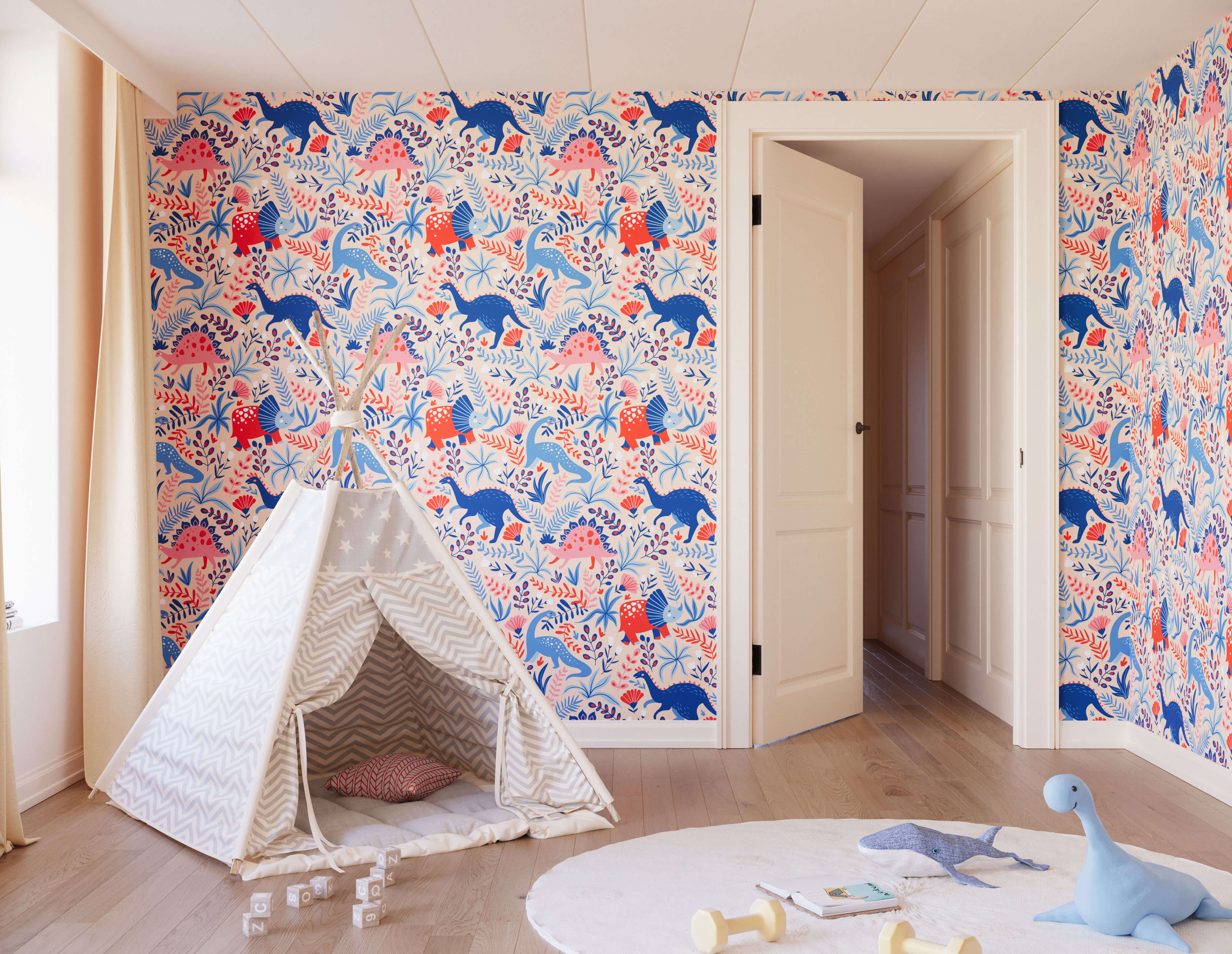 Bobbi Beck Roar Children's Dinosaur Luxury Wallpaper