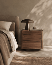 Coin Bedside Table - Light Walnut