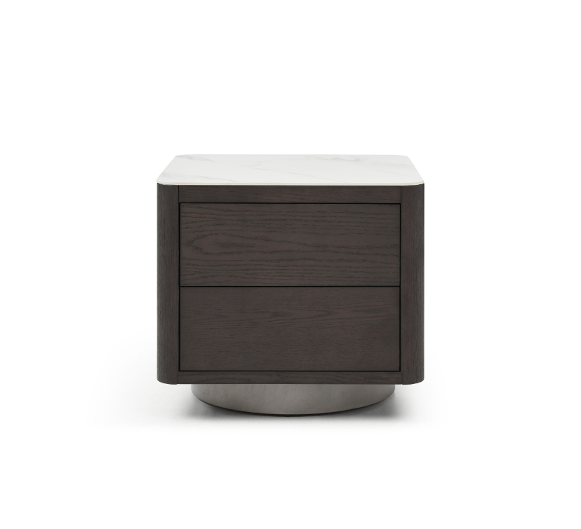 Coin Bedside Table - Smoke Oak & Marble
