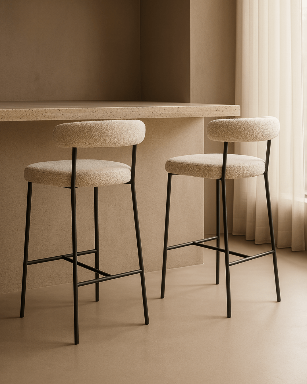 Alita Stool - Chex Bouclé Polar
