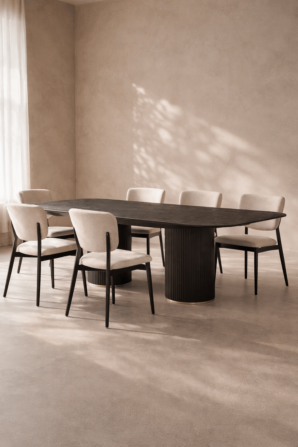Lantine 240 Dining Table - Black Oak & Brass