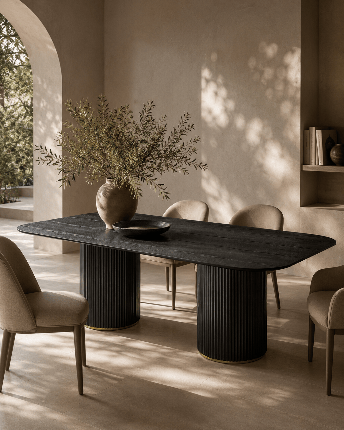 Lantine 240 Dining Table - Black Oak & Brass