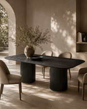 Lantine 240 Dining Table - Black Oak & Brass