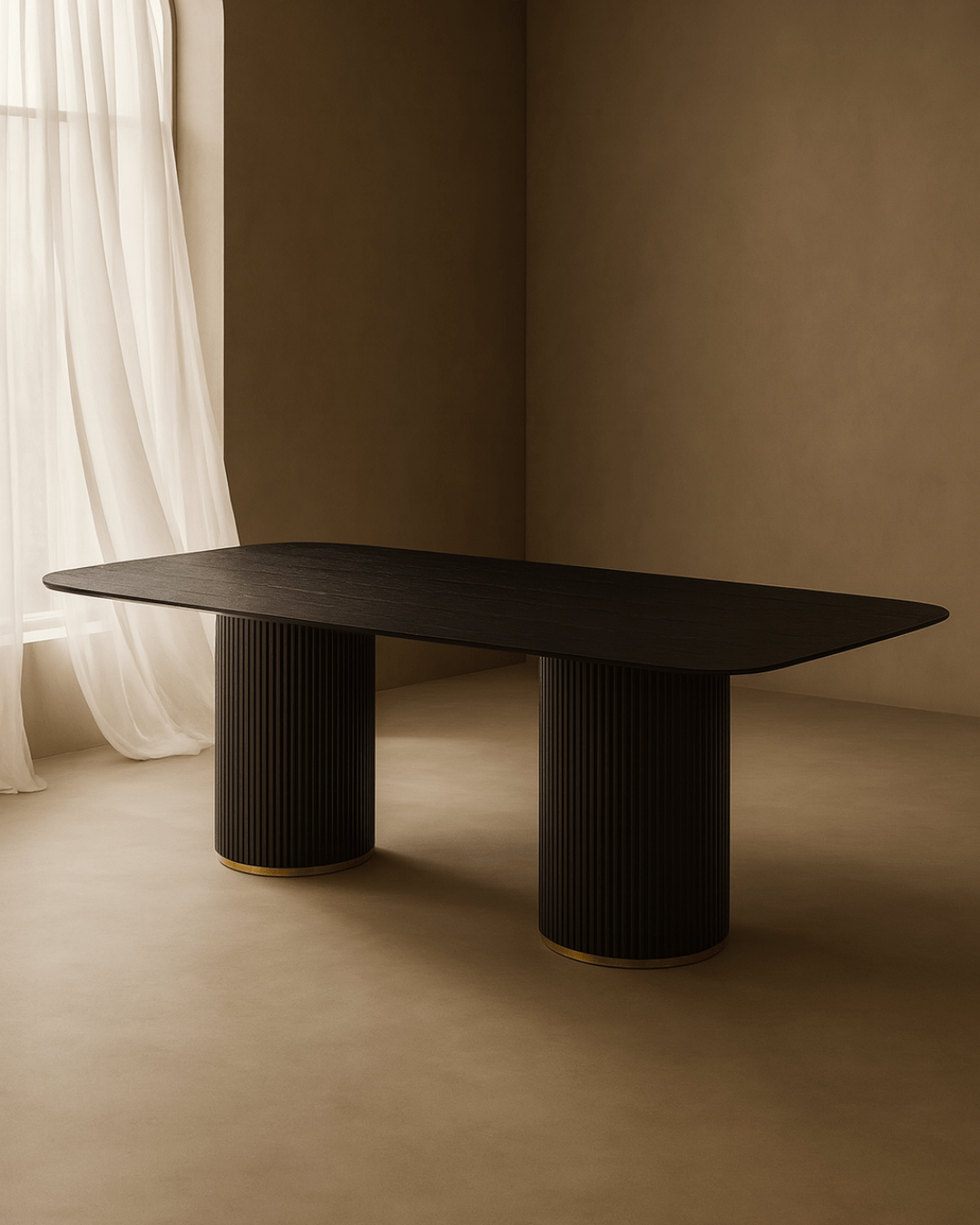Lantine 280 Dining Table - Black Oak & Brass