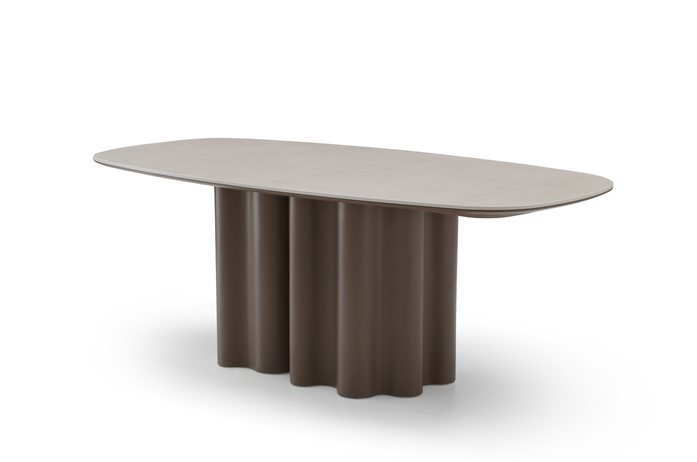 Moon Dining Table - 200 - Cocoa & Cream Ceramic