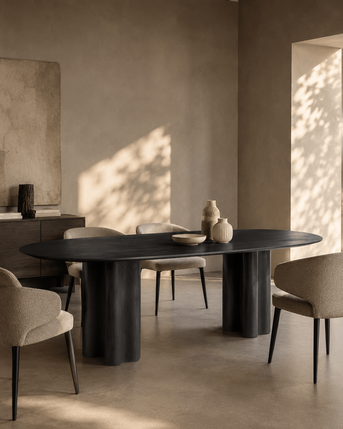 Moon Dining Table 240 - Black Oak