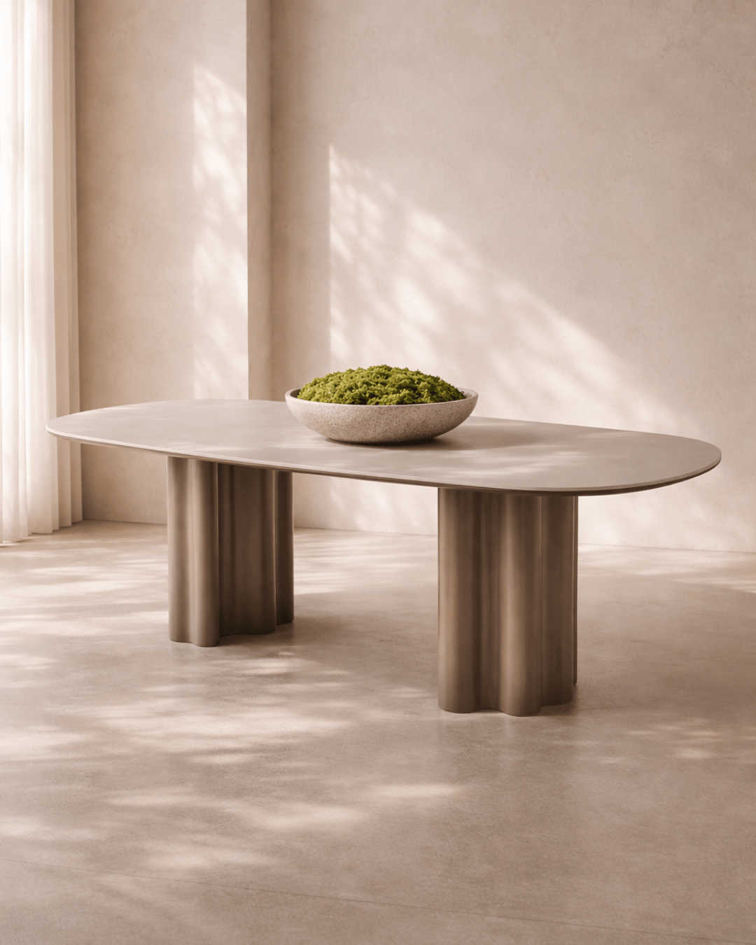 Moon Dining Table - 240 - Cocoa & Cream Ceramic