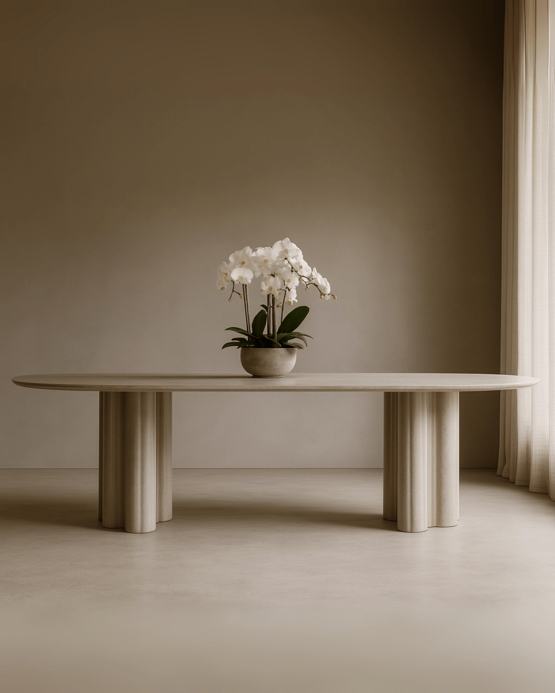Moon Dining Table 240 - Matte Beige