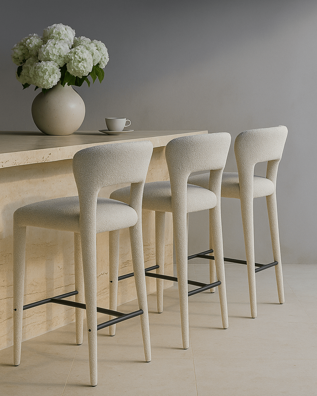 Pari I Bar Stool - Chex Polar Bouclé