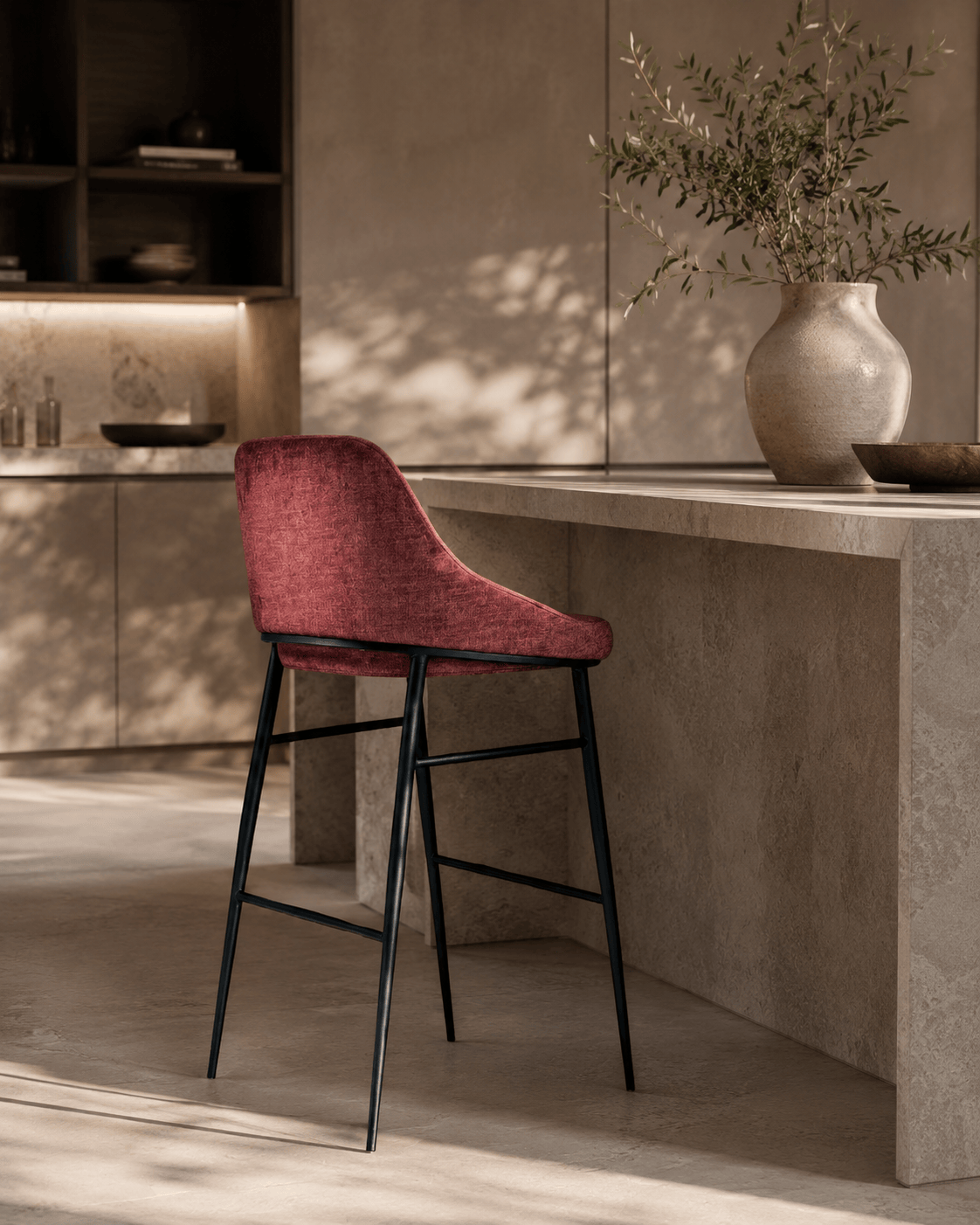 Tommy Franks Vai Barstool - Bella Velour Coral