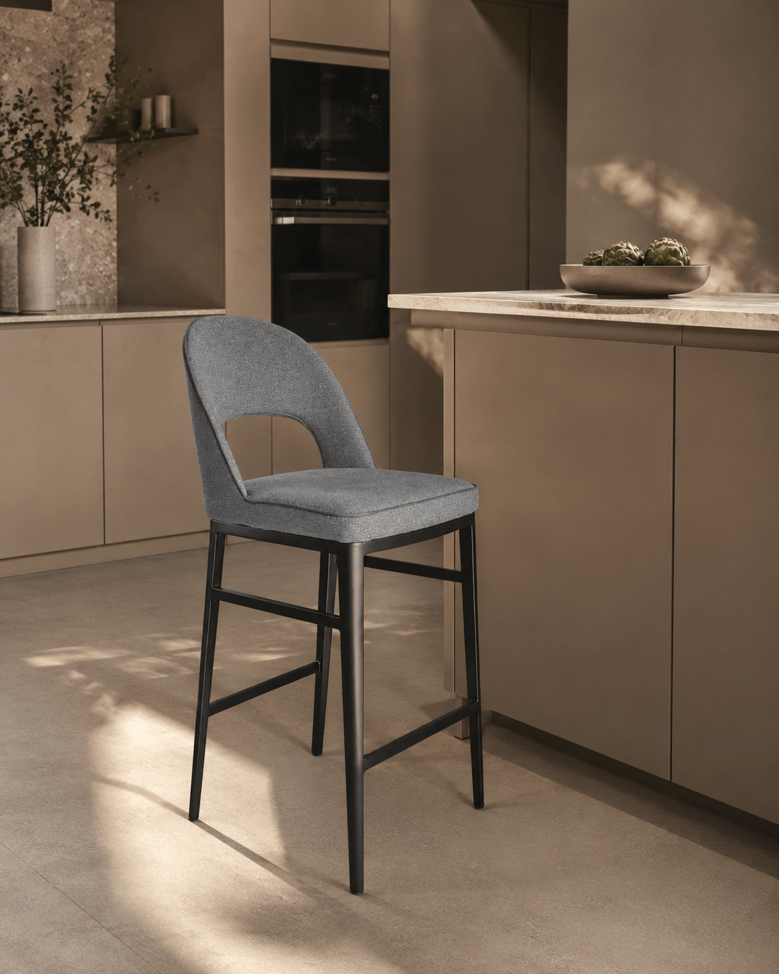 Verna Bar Stool - Enzimi Dark Grey and Dark Bronze