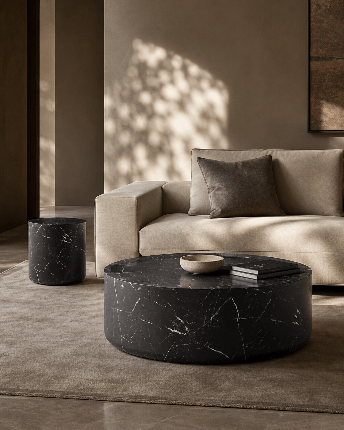 Ciladro Coffee Table - Faux Black Marble - Medium
