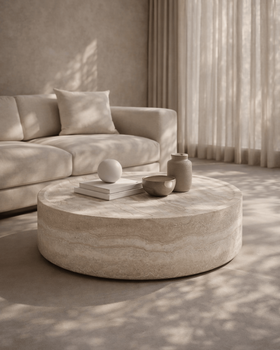 Ciladro Coffee Table - Faux Travertine - Large