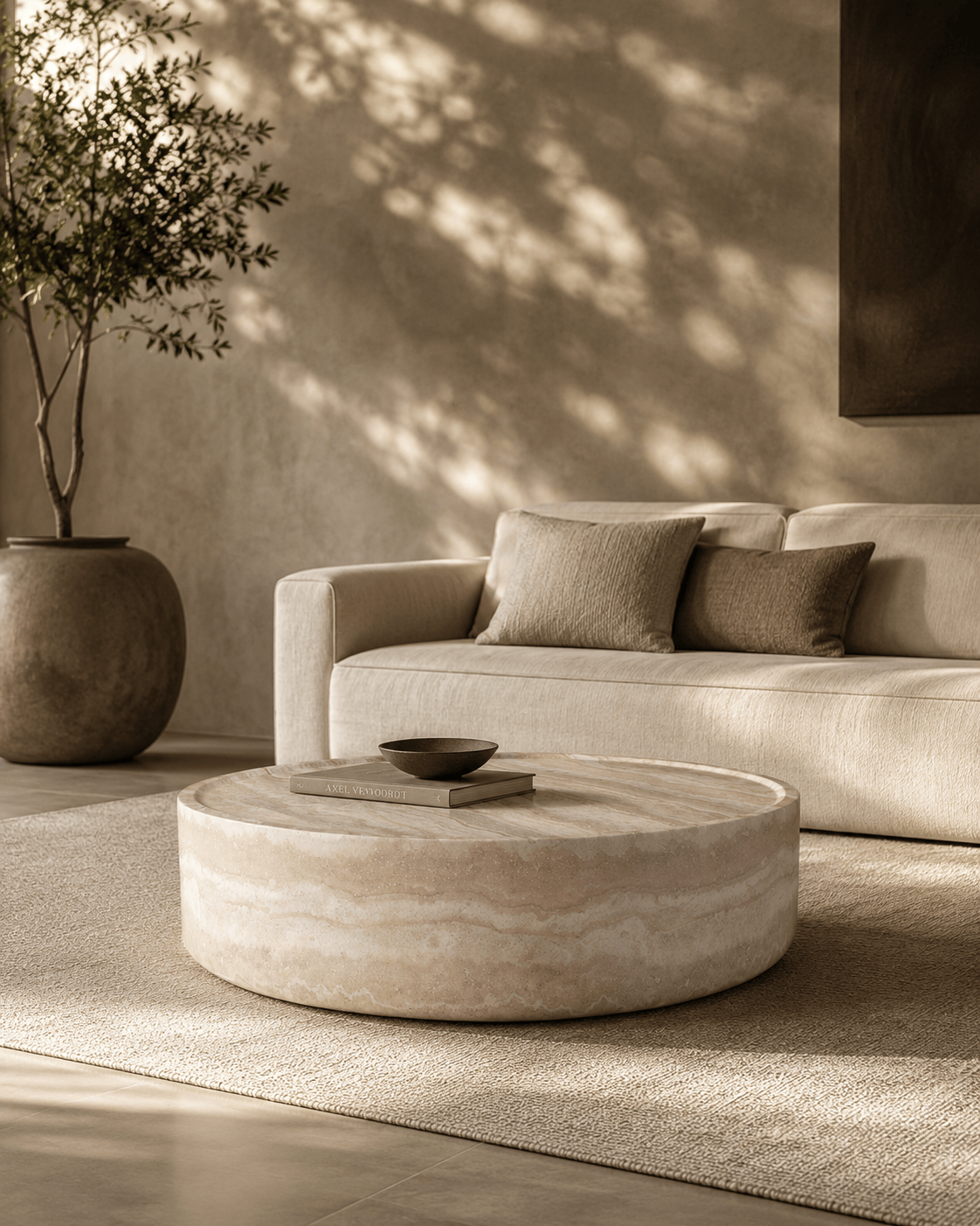 Ciladro Coffee Table - Faux Travertine - Medium