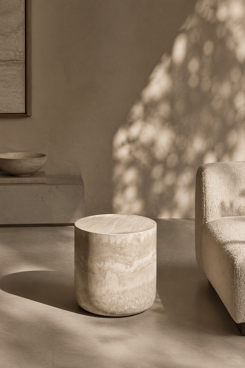 Ciladro Side Table - Faux Travertine