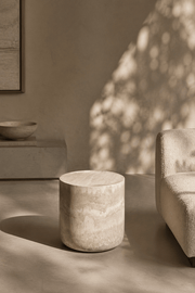 Ciladro Side Table - Faux Travertine